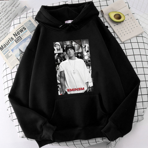 Men's Cross-Border New Trend Hip-Hop Hooded Sweatshirt with Eminem Character Print