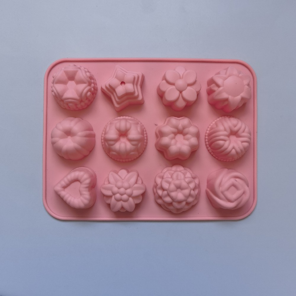 12 flores 419 pastel de chocolate molde de silicona molde de jalea torta molde de pan herramientas de horneado
