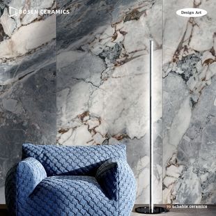 918 Baojue Blue Large Textured Luxury Stone Micro-Matte Texture Tiles for Villa Large Flat Living Room Floor Tiles Designer