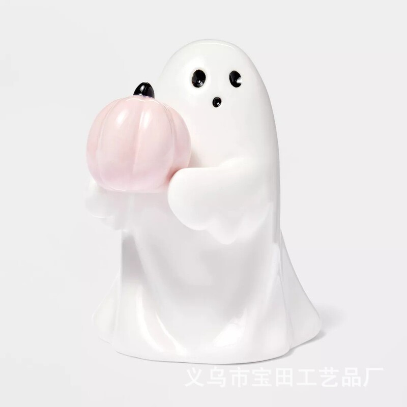 跨境新品万圣节可爱白幽灵派对装饰庭院摆件书房桌面装饰小摆件|undefined