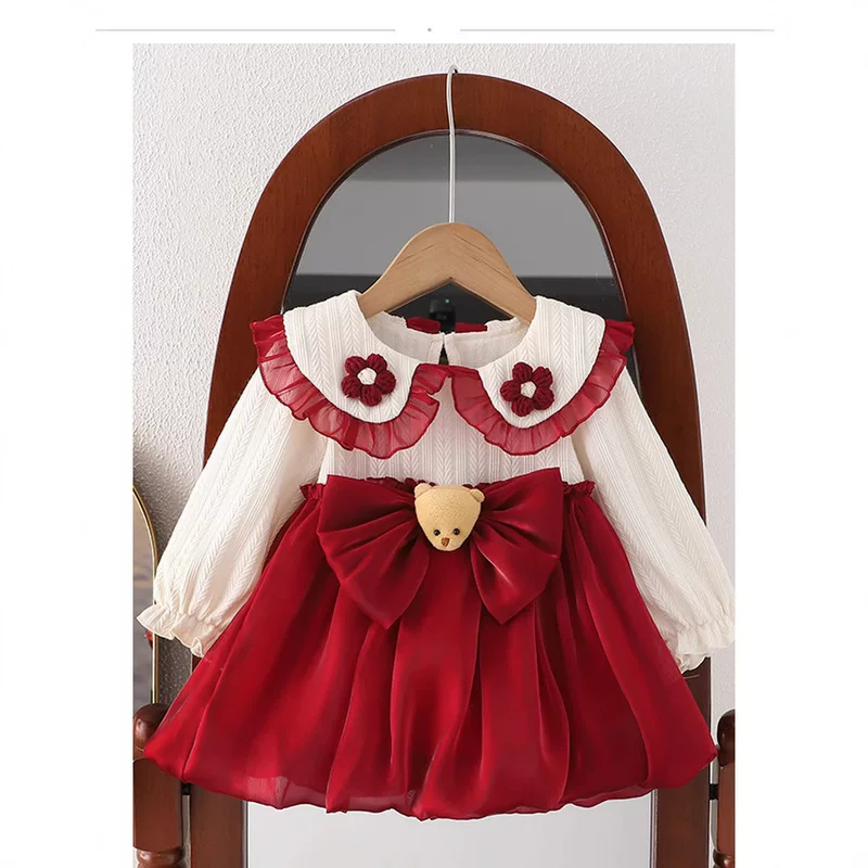 Children's autumn fashionable set, evening dress, skirt, small princess costume, 2025 years, Birthday gift