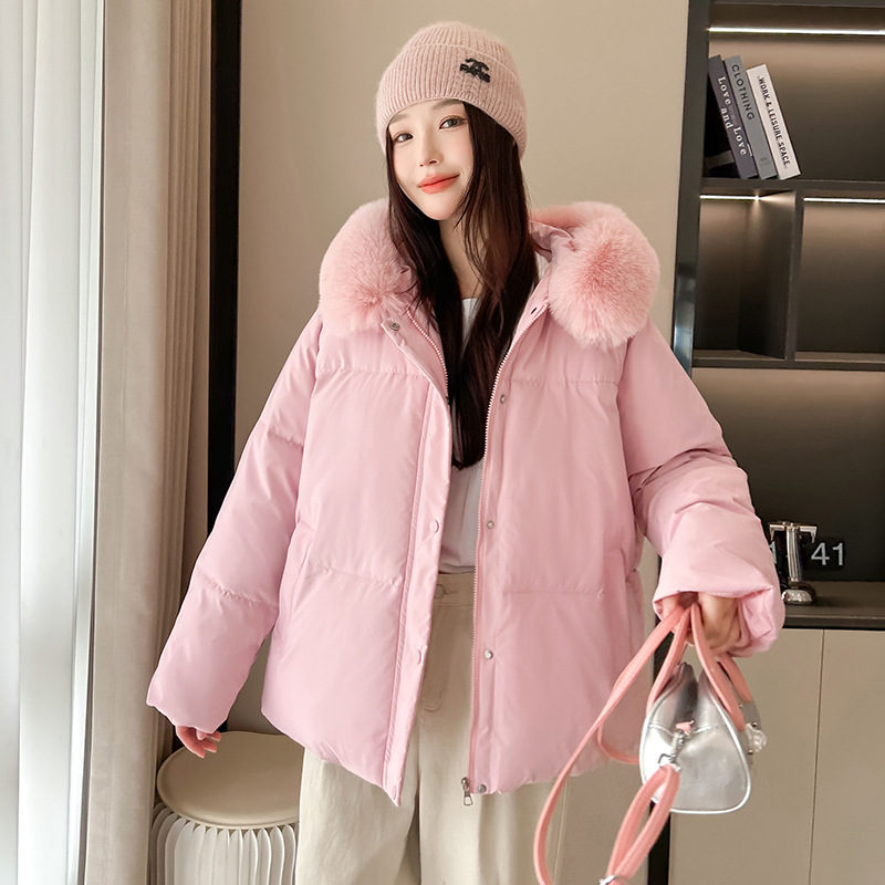 Europa y los Estados Unidos nuevo otoño y invierno 2025 pan plumón ropa de algodón mujer gruesa suelta pequeña chaqueta de algodón corta chaqueta de algodón