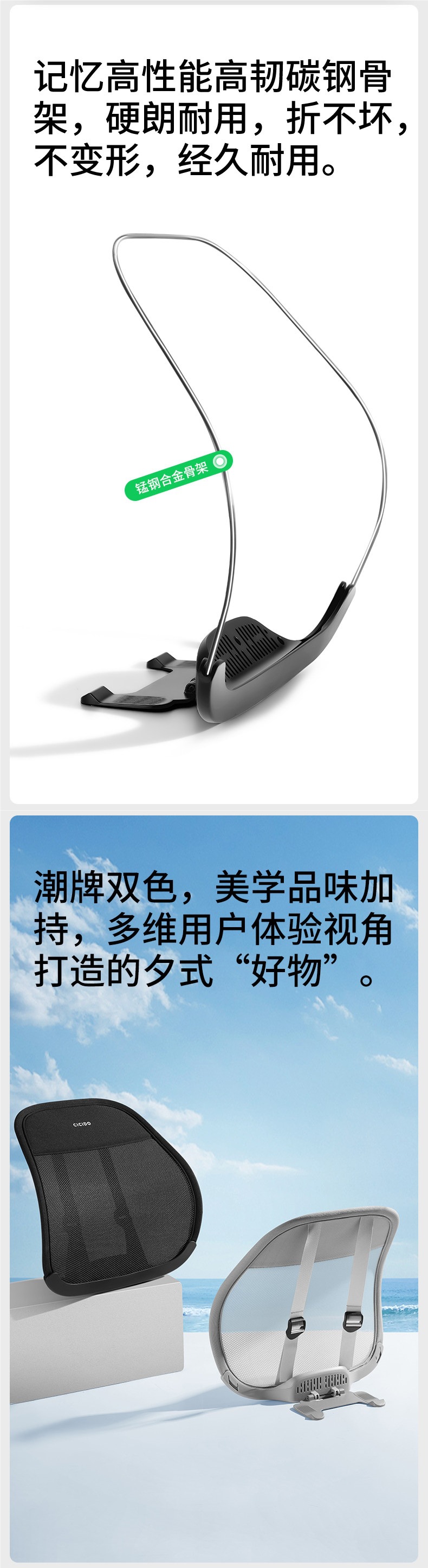 Cicido Car Lumbar Support Breathable Back Cushion Driver's Seat Waist Support Car Lumbar Cushion
