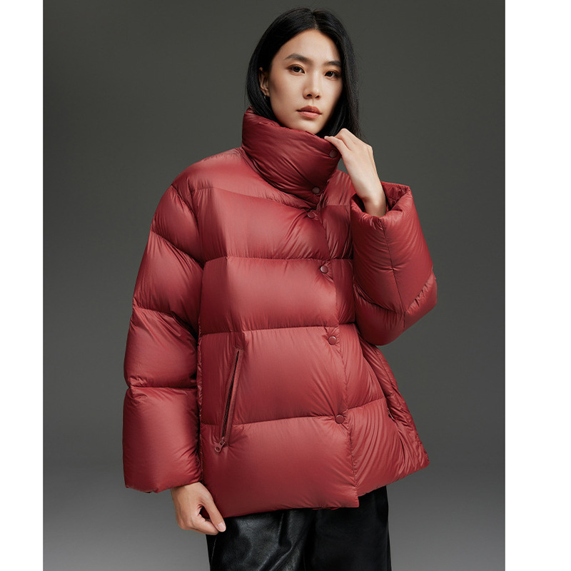 800+ Fill Power Duck down Jacket for Women, Mid-Length, High-End, Stand Collar, Thickened, Loose Fit, Warm Coat, Winter, Japanese and Korean Style, Casual