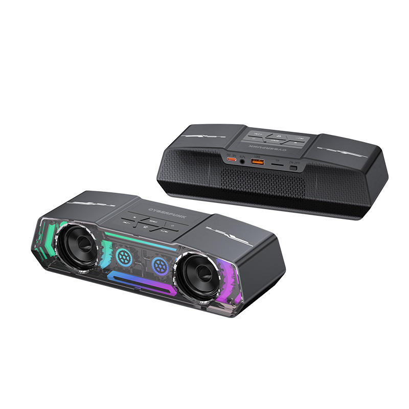 Transfronterizo 2025 nuevo altavoz bluetooth pequeño cañón de acero RGB tarjeta de audio bluetooth alto valor de luz nocturna altavoz pequeño