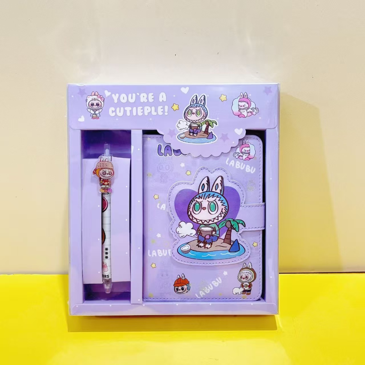 Sanrio PU cuaderno de mano estudiantes LABUBU comercio exterior artesanal en el viento conjunto de cajas de regalo de chicas del 1 de junio