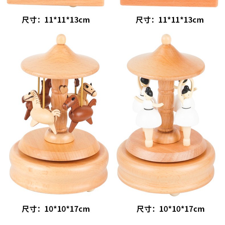 Caja de música de madera de haya de Douyin, decoración giratoria, caja de música de cerdo volador de manivela, regalo de cumpleaños, juguete de madera para niños