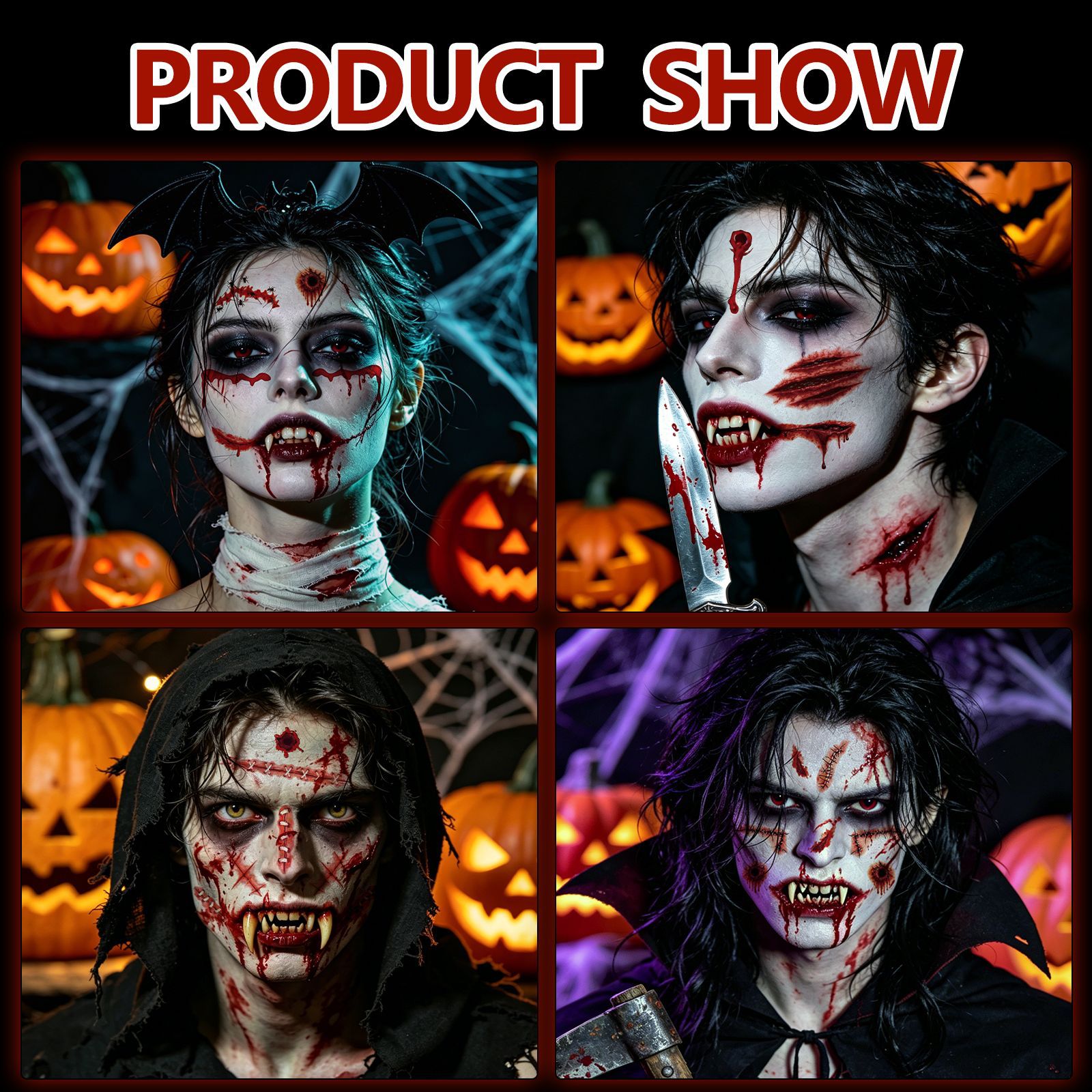 Tatuajes Temporales Faciales de Cicatrices Papel de Transferencia de Agua Impermeable para Halloween