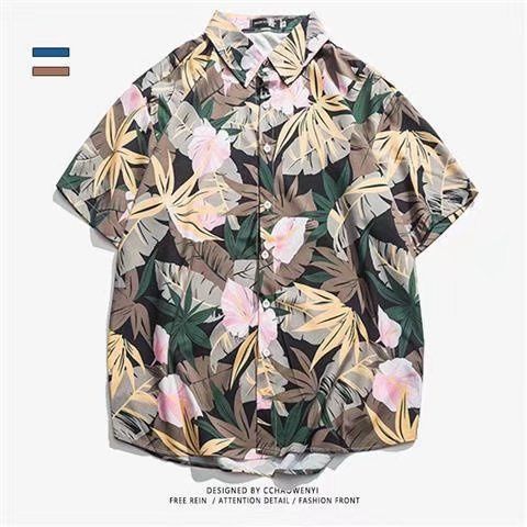 Vintage-Retro-Kurzarmshirt im lässigen Stil mit Ölgemälde-Print, Unisex, für Strandpartys, lockere Passform, besonderes Design, cool und_voghion.com