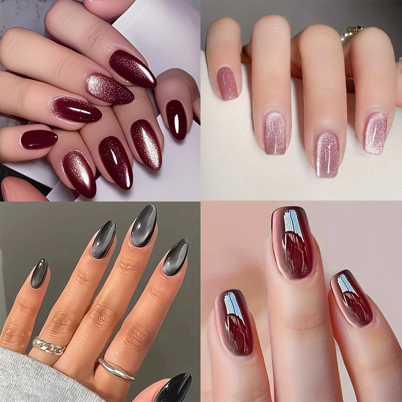 Popular Foreign Trade Nail Art Solid Color Cat Eye Collection Simple Fresh Ice Transparent High-End Cat Eye Press-On Nails Wholesale Popular Foreign Trade Nail Art Solid Color Cat Eye Collection Simple Fresh Ice Transparent High-End Cat Eye Press-On Nails Wholesale