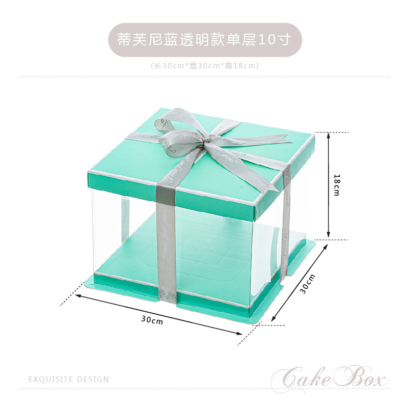 Caja de caja de caja de pastel de cumpleaños transparente de celebridades de Internet 4 4 6 6 8 8 10 pulgadas 12 embalaje de pastel de elevación de doble capa simple