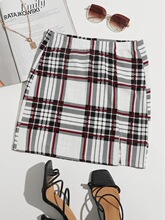 U 37345 Elegant Plaid Slit Skirt ���ӿ����ȹ �羳ŷ��