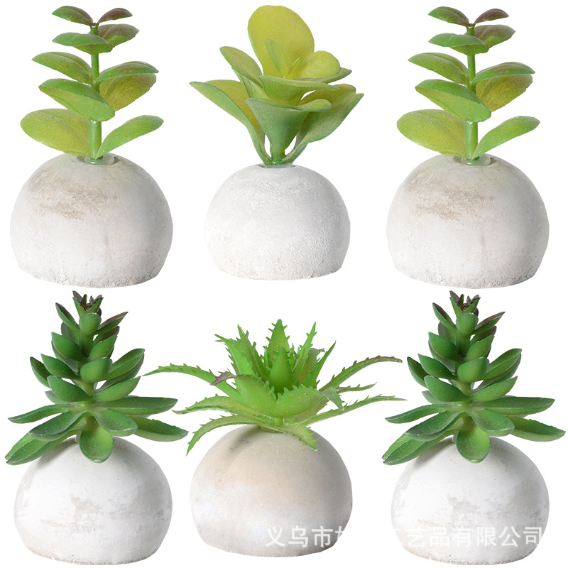 Simulación de bolas de cemento pequeñas bonsai carnosas plantación verde interior plantación de maceta de oficina pequeña decoración de escritorio props de disparo image 6