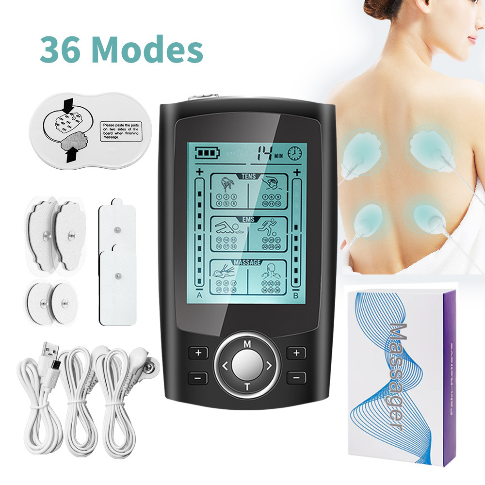 亚马逊新款36模三合一TENS经络理疗按摩仪 EMS肌肉刺激低频按摩器
