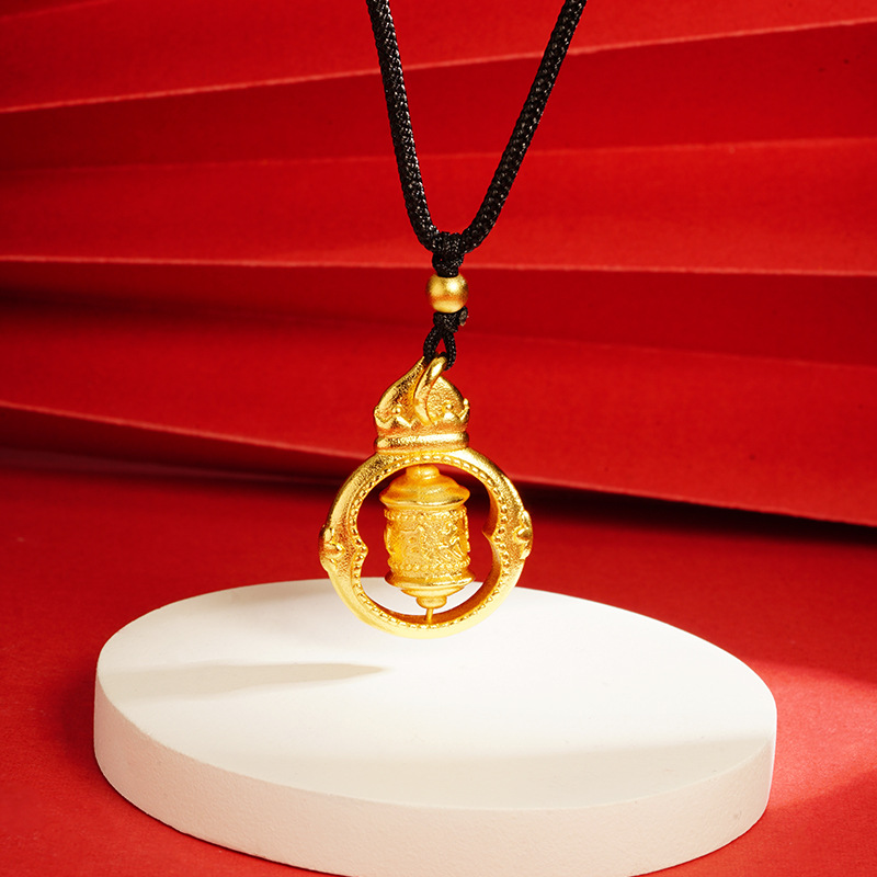 Vietnam oro de seis palabras mantra giratorio oración tubo COLLAR COLGANTE de las mujeres elegante retro de alto grado todo partido cadena de la clavícula