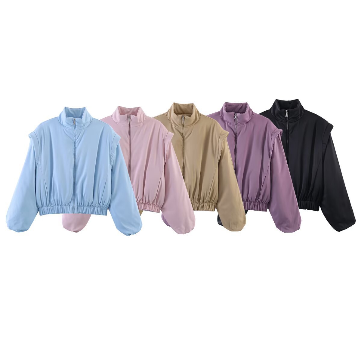 ZA comercio exterior al por mayor estilo europeo y americano moda francesa de mujer temperamento casual 5 colores hombro perfilado abrigo de algodón image 5