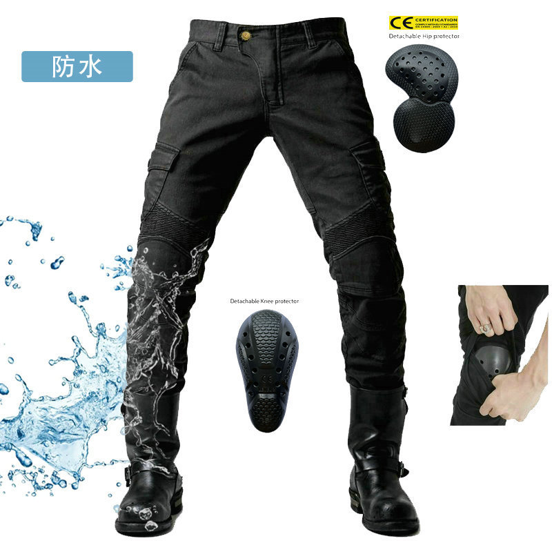 VOLERO Army Green Waterproof Motorcycle Jeans Motorcycle Riding Pants Multi-Bag Workwear Racing Break Pants for Men and Women