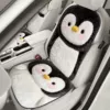 Plush seat made of faux fur, set, pillow, pinguin, 4 pieces, 2 pieces, 2 pieces