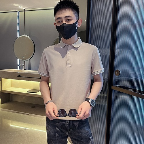 Ice Silk Collar Polo Shirt Men's Short Sleeve T-Shirt Men's Summer Trend Brand Fashion Instagram Casual Half Sleeve