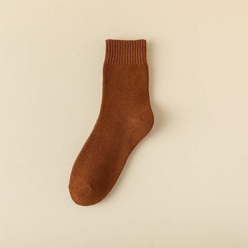 Medias de mujer medias de invierno forradas de lana gruesa calcetines de media pantorrilla calcetines de piso de mujer tubo alto Terry calcetines Otoño e Invierno