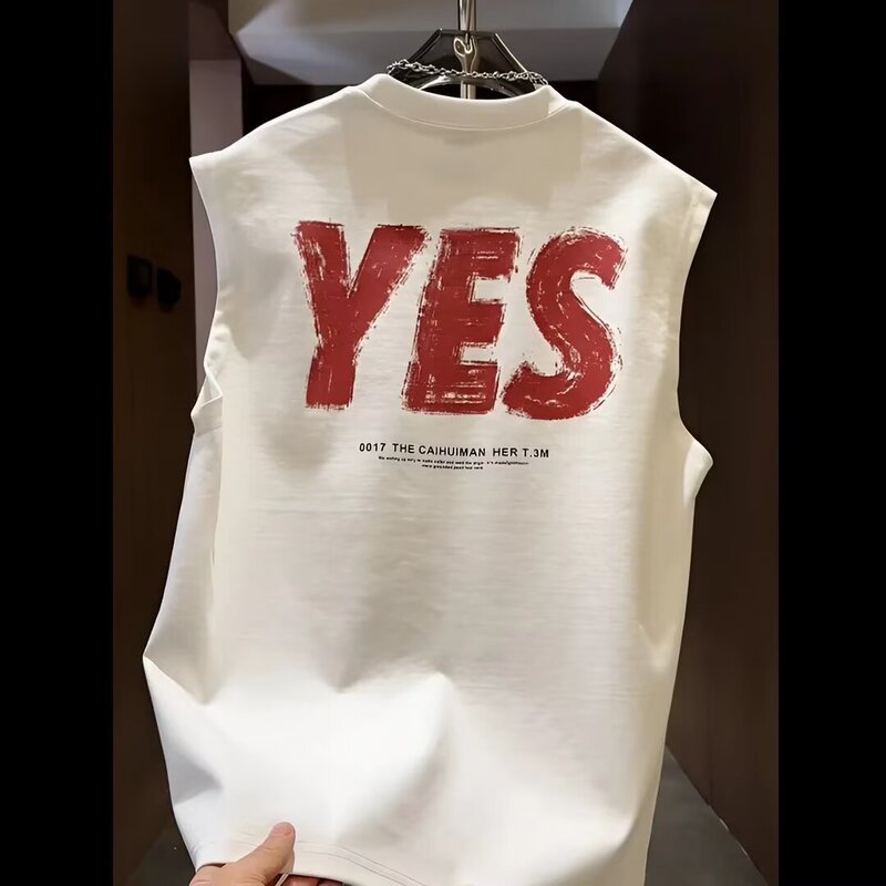 2025 Summer New Trendy Brand Letter Printed Sleeveless T-Shirt Men's Fashion Trendy Sports Vest 2025 Summer New Trendy Brand Letter Printed Sleeveless T-Shirt Men's Fashion Trendy Sports Vest