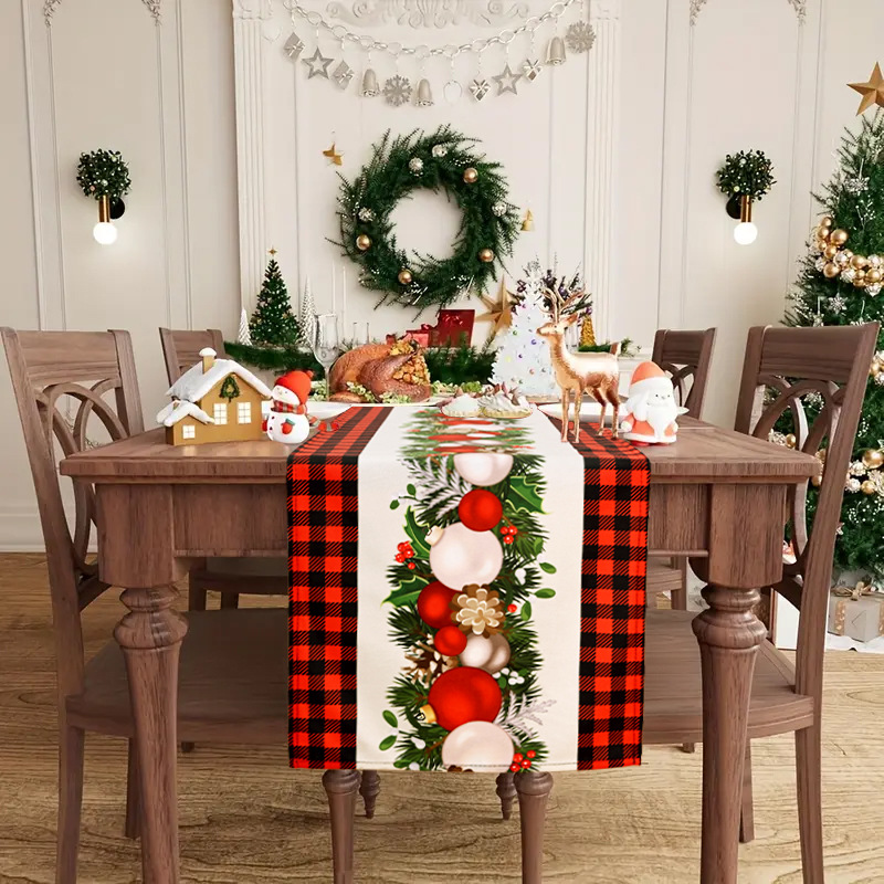 2025 nueva bandera de mesa de Navidad impermeable a prueba de polvo desgaste toallas de mesa atmósfera de Navidad sensación de tela decorativa transfronteriza