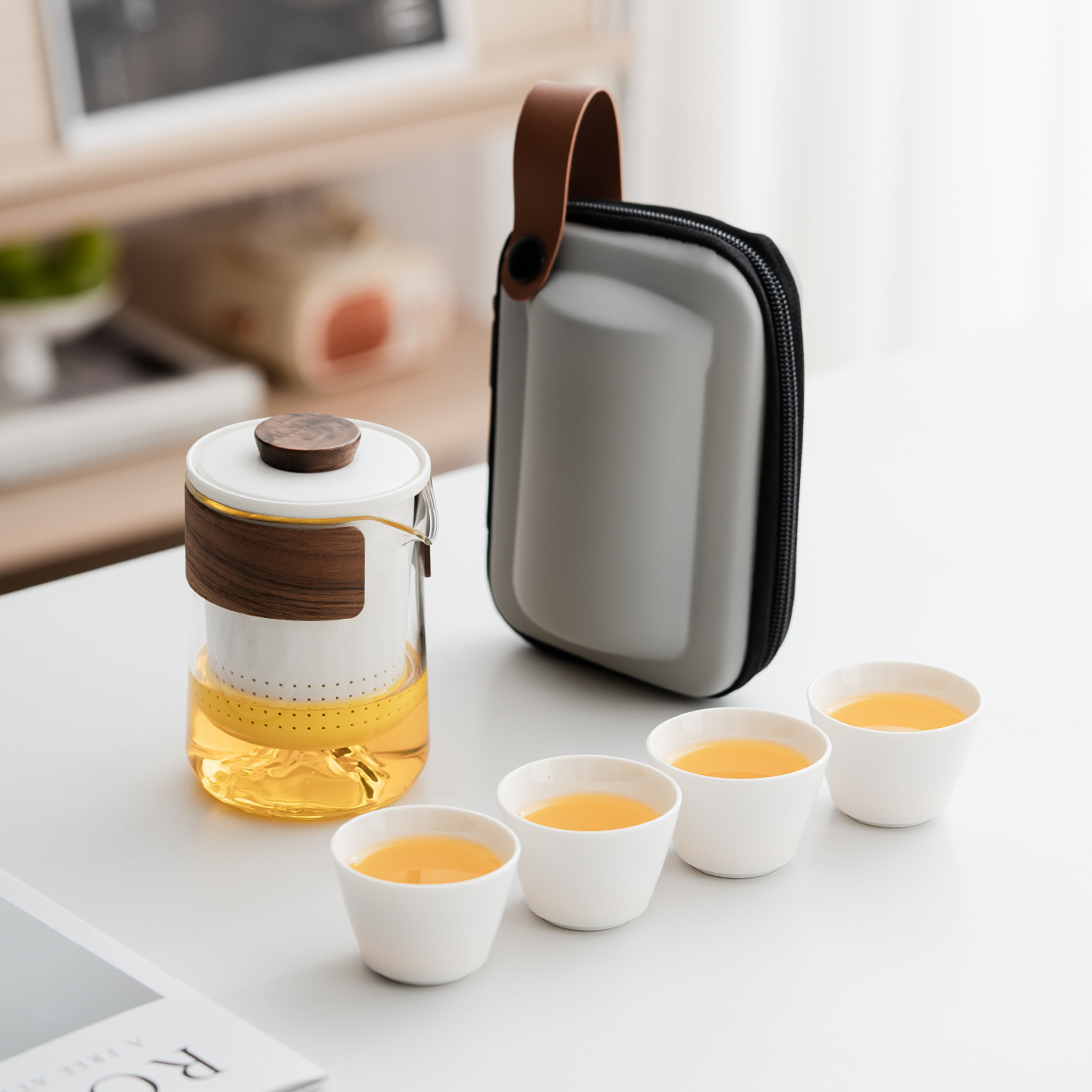 High-End Travel Tea Set, Portable Anti-Scald Glass Teapot, Quick-Service Cup, Kung Fu Souvenir, Business Gift