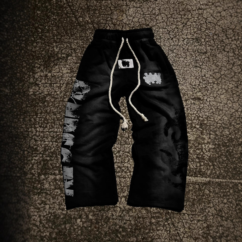 Casual Trendy Personality Long Pants High Street European and American Ins Straight Print Fashion Drawstring Bottoms Autumn and Winter Cross-Border Season Casual Trendy Personality Long Pants High Street European and American Ins Straight Print Fashion Drawstring Bottoms Autumn and Winter Cross-Border Season