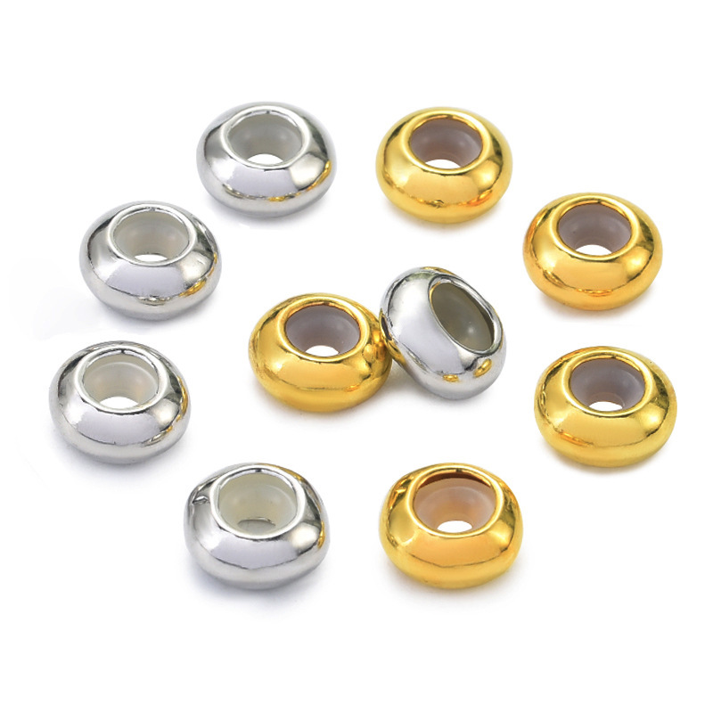 Copper Flat Round Silicone Positioning Beads Adjustment Beads DIY Jewelry Accessories Necklace Bracelet Spacer Beads Loose Beads Materials