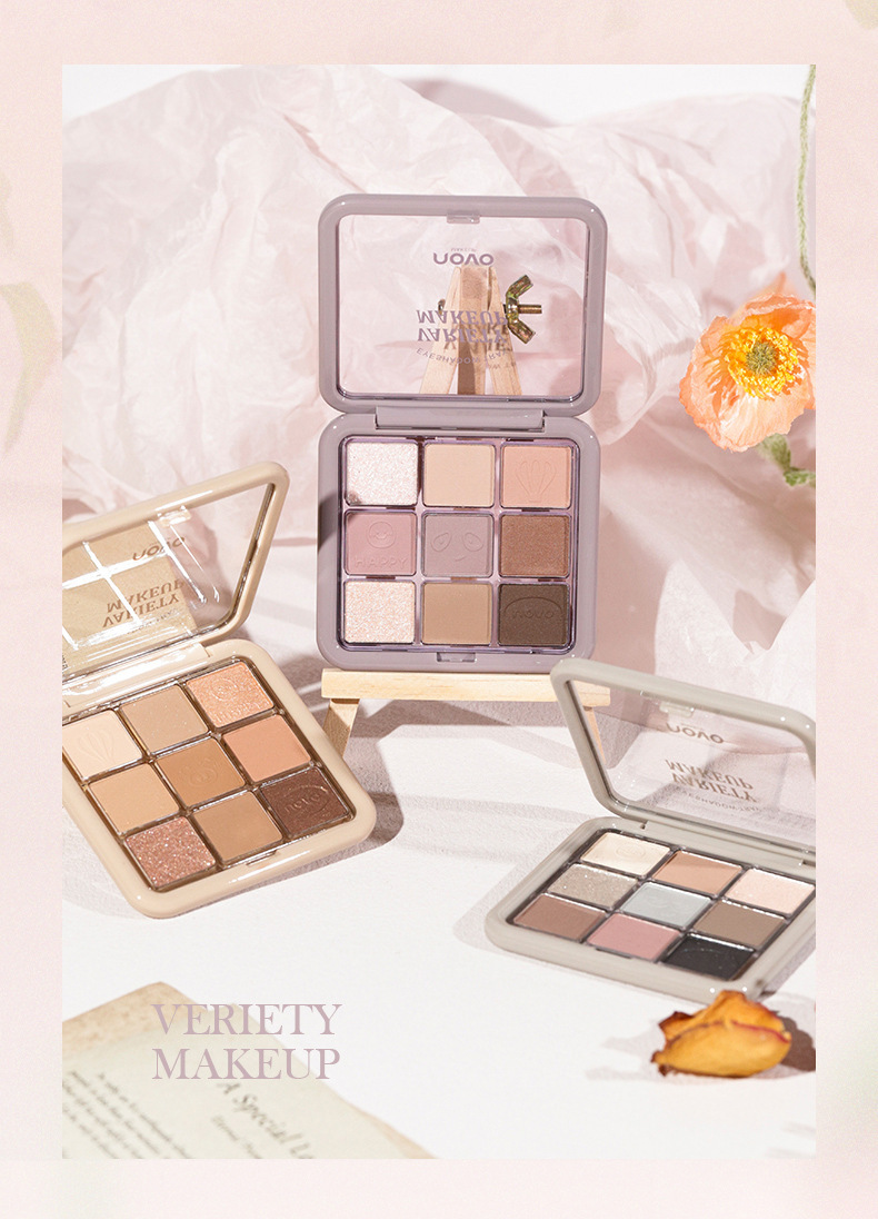 NOVO nine-color eyeshadow palette, earth tones, super shiny, no smudging, sparkling, waterproof, high-end feel, affordable student Instagram undefined