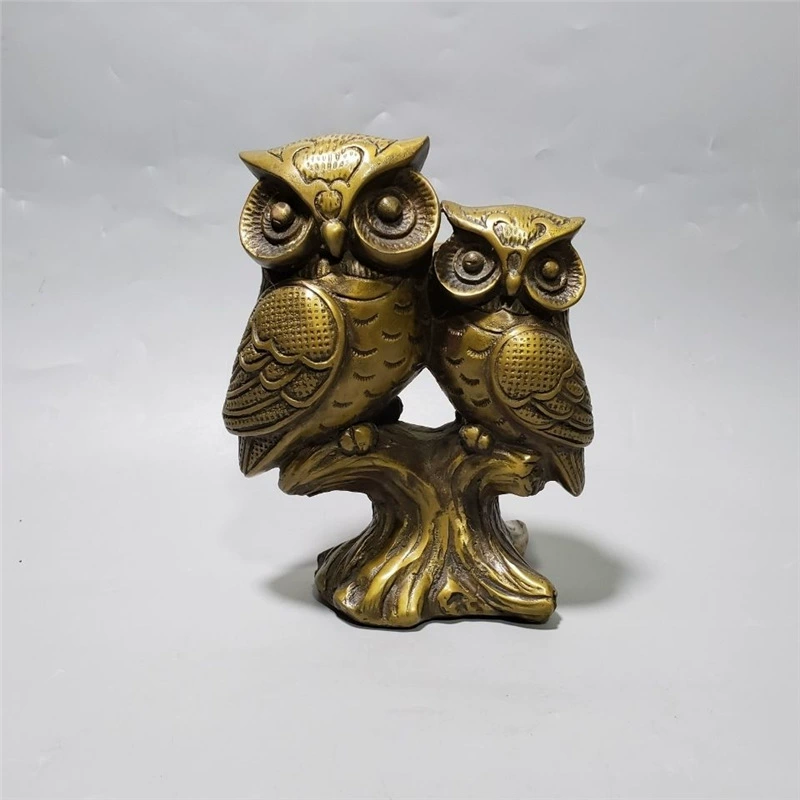 Бутик латунной совы украшения антикварная латунная коллекция совы украшения дома фэн-шуй подарок мастерство