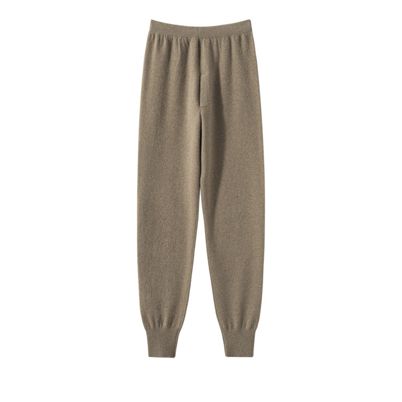Autumn and Winter Solid Color Goat Cashmere Pants Men's High Waist Comfortable Fit Leggings Warm Comfortable Woolen Pants Casual Warm Pants