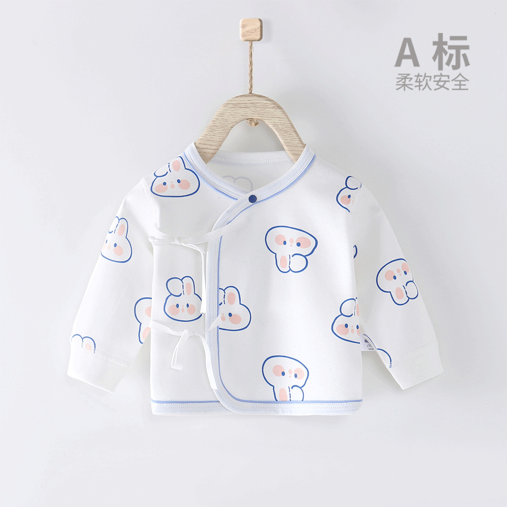 Baby half-back undershirt with no bones for spring and autumn, diagonal collar full moon monk's outfit with rabbit year design, small rabbit baby top