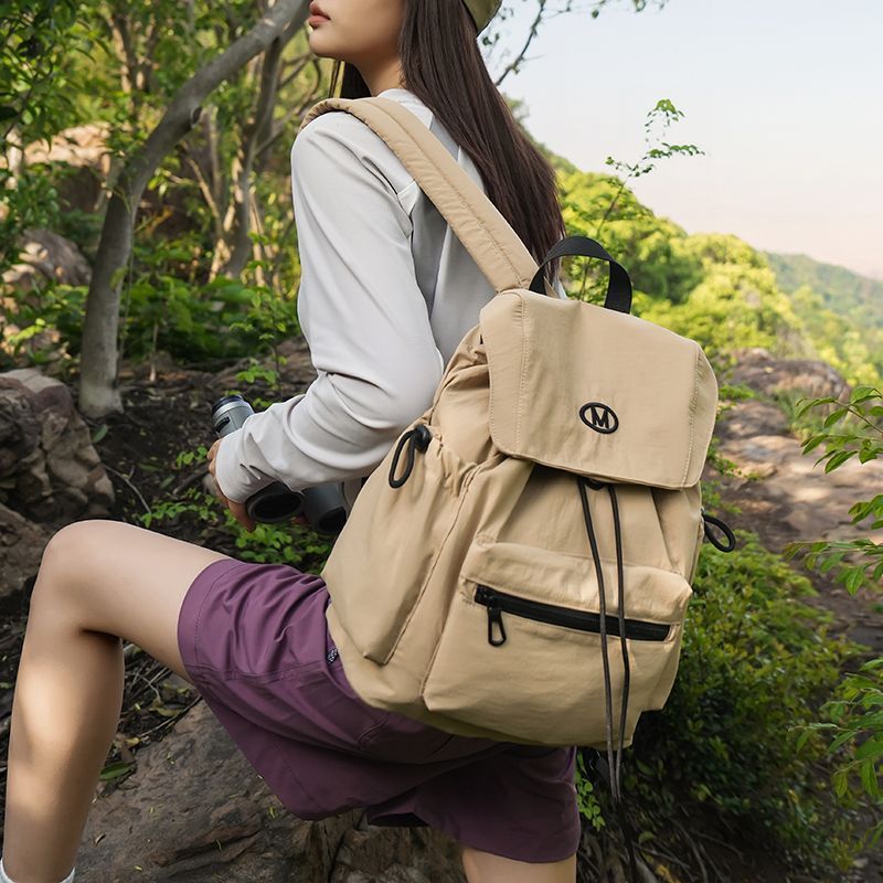 Cross-Border New Mountain-Style Outdoor Color-Blocking Backpack with Drawstring Closure, Lightweight Large-Capacity School Bag, Travel Backpack