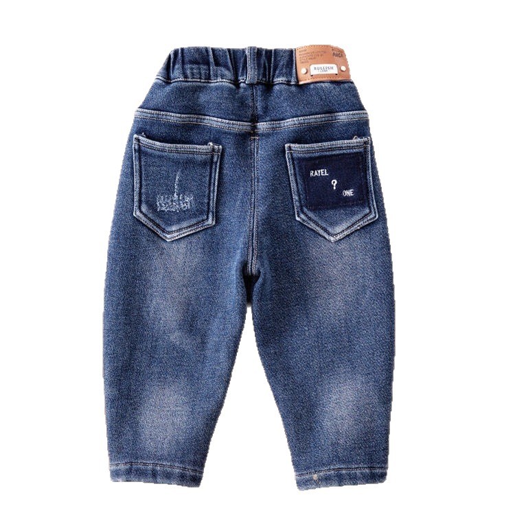 Jeans de lana para niños 2025 nuevos niños pequeños y medianos en invierno engrosado calentamiento de niños pantalones elásticos suaves image 5
