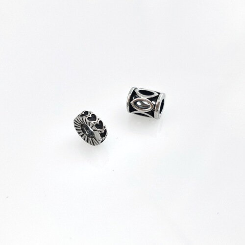 DIY stainless steel hollow cylindrical heart-shaped open-hole beads bracelet decorative retro heart gear beads