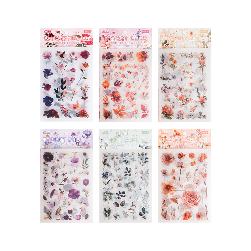 Crassa flor balada papel sulfato impermeable pet pegatinas diy diario pegatinas plantas transfronterizas flores pegatinas hojas