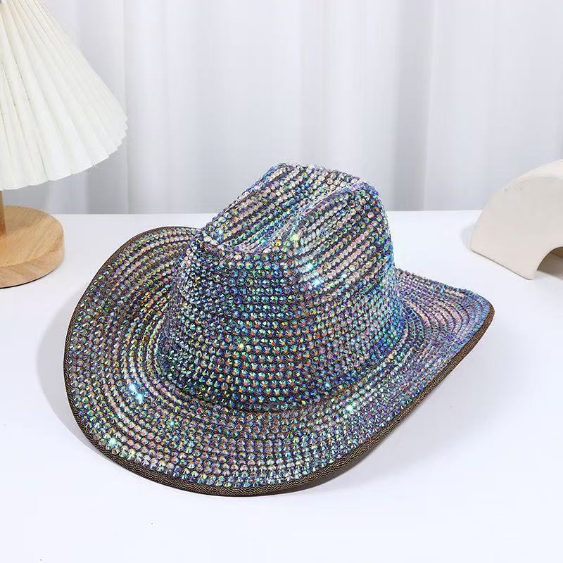 Sombreros de vaqueros europeos y estadounidenses transfronterizos de diamantes hechos a mano occidentales fiesta de baile espectáculo al aire libre sombrero de invierno
