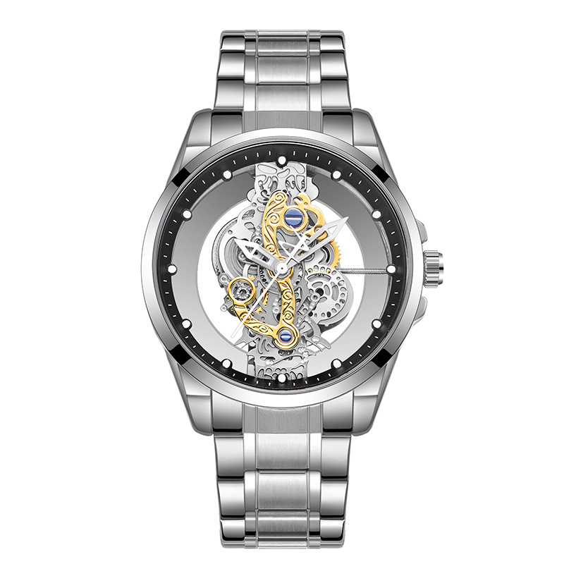 Men's Quartz Watch Double Sided Transparent Hollow Waterproof Glow_voghion.com