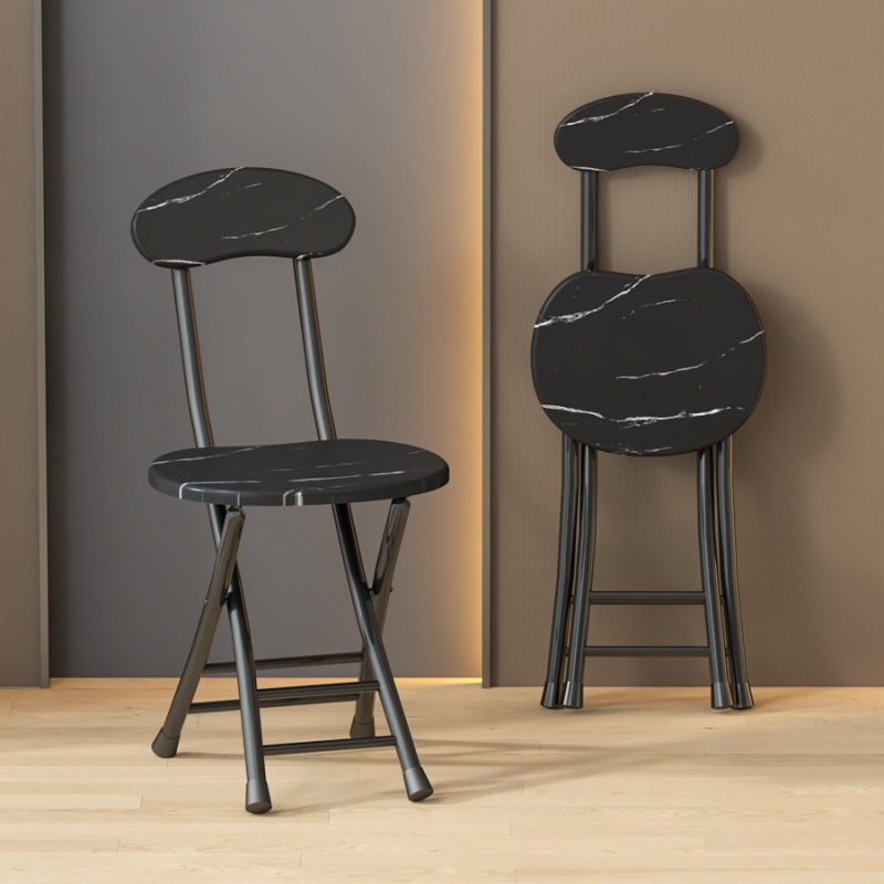 Silla plegable, taburete, silla para el hogar, mesa de comedor, taburete alto, taburete redondo pequeño, banco de respaldo con correa de caballo, simple y portátil