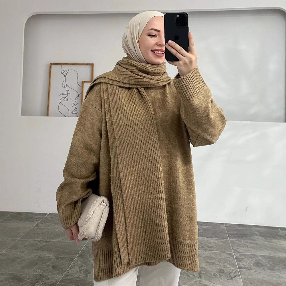 2024 otoño nuevo estilo europeo y americano Amazon transfronterizo ropa de mujer de color sólido estilo casual plácido universal suéter de punto suelto image 3