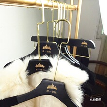 男士女士服装店黑色实木挂衣架木质衣撑裤架金色挂钩免费