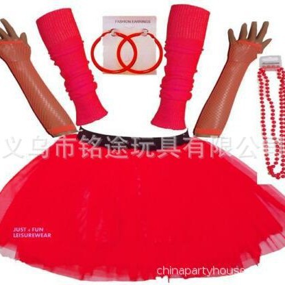 Década de 1980 80 s rodilla Padrón guantes pendientes collar de 1920 Flapper niña vestido