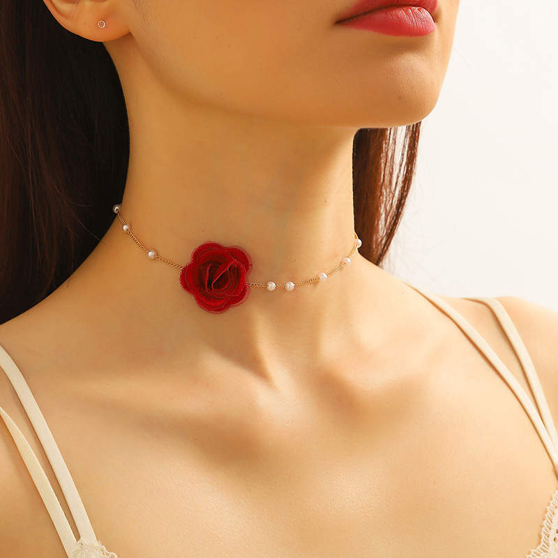 Sweet Flower Cloth Women's Choker display picture 1