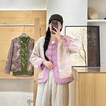 冬季新款中式国风盘扣加棉棉衣女文艺时尚宽松重工刺绣外套上衣