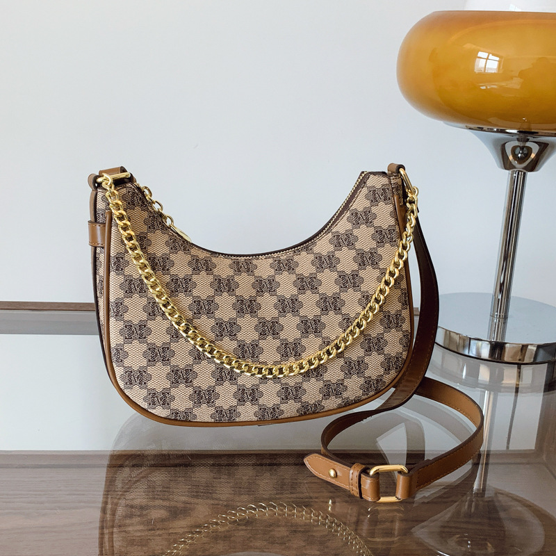 大牌平替新款豌豆月牙时尚斜挎包单肩百搭印花腋下女包高颜值女包