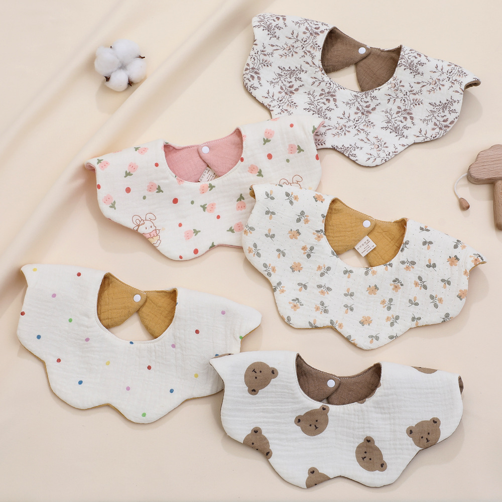 Baby gauze saliva towel waterproof baby A breathable cotton bib newborn anti-spitting ins bib rice pocket