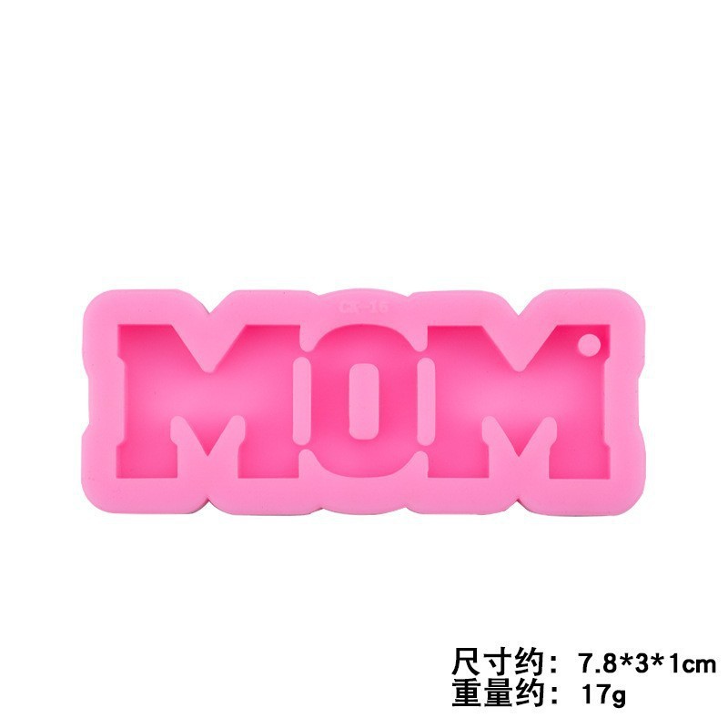 Marca DAD letra llavero colgante espejo molde de silicona MOM molde de resina de epoxi de cristal creativo