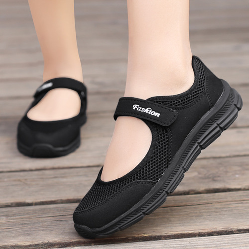 Fall Trend Fashion Mother Casual Shoes Large Size Breathable Lightweight Plain Mesh Shoes for Women