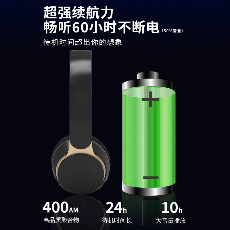 Cross-border headset bluetooth headset subwoofer stereo retractable folding card wireless headset source factory
